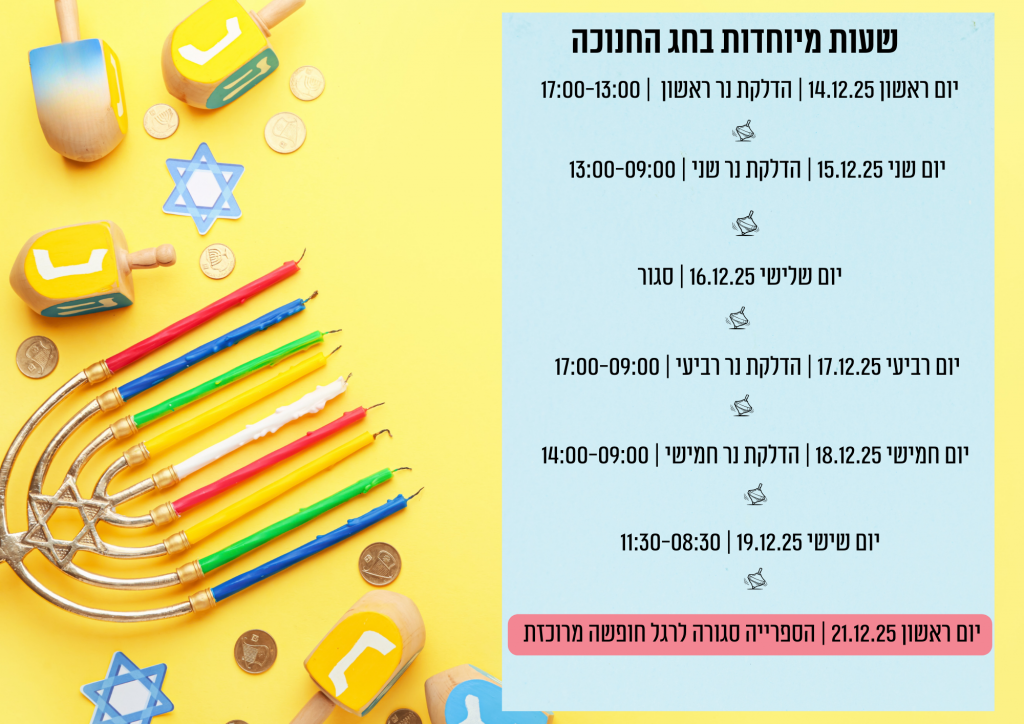 שעות פתיחה בחג החנוכה